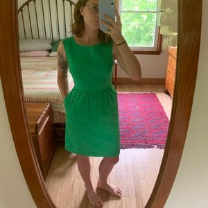 J. Crew Green Boatneck pocket Dress